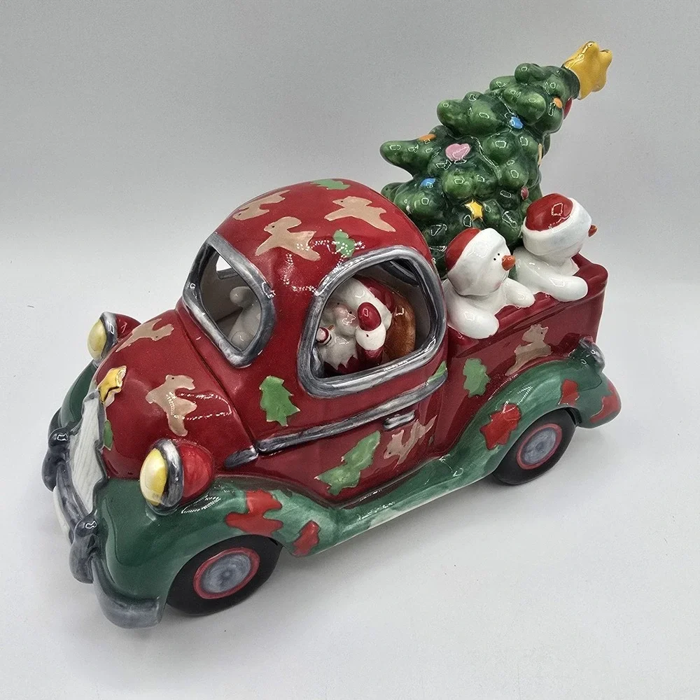 DORR EDDY‎ Santa Claus in Truck w Snowmen Snowman Family Christmas Decor Vtg